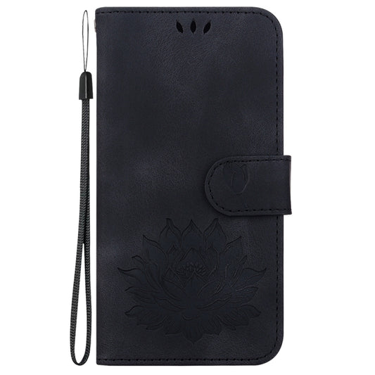 For Motorola Edge 2024 Lotus Embossed Leather Phone Case(Black) by buy2fix