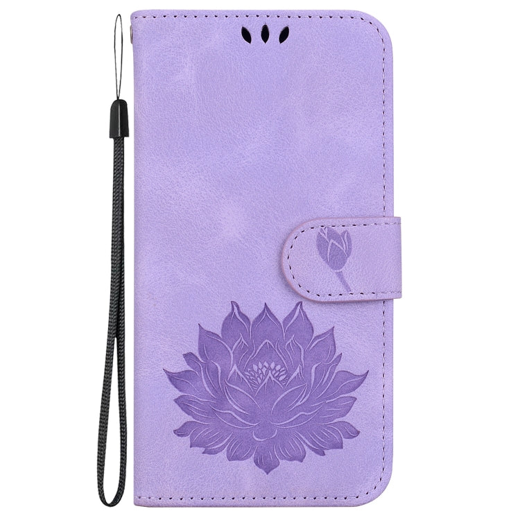 For iPhone 16e Lotus Embossed Leather Phone Case(Purple) by buy2fix