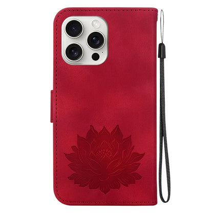 For iPhone 16 Pro Lotus Embossed Leather Phone Case(Red) by buy2fix