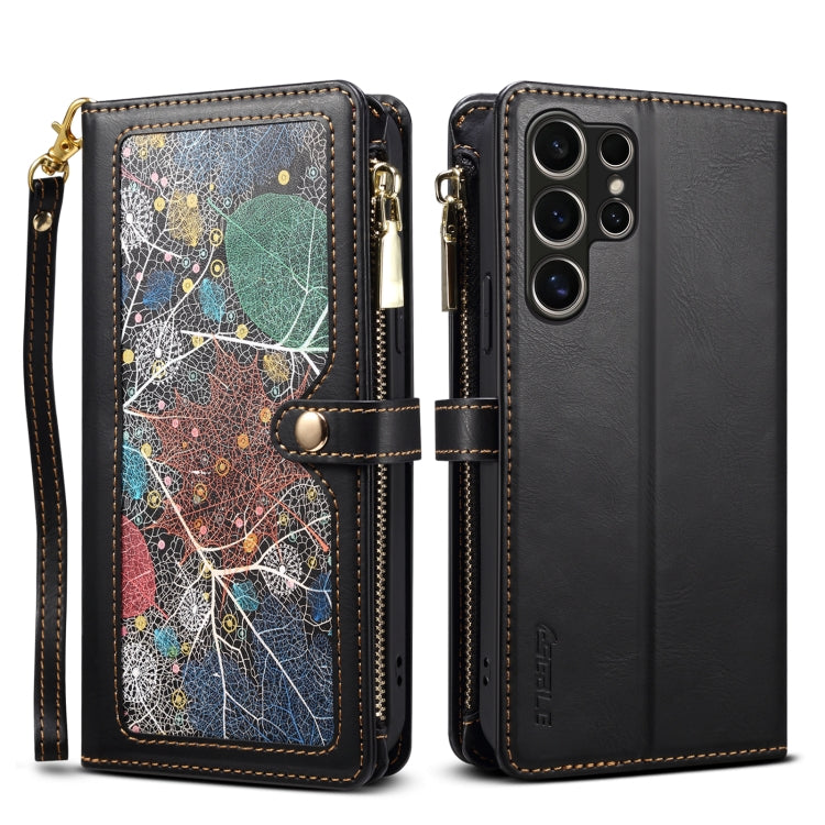 For Samsung Galaxy S24 Ultra 5G ESEBLE Star Series Lanyard Zipper Wallet RFID Leather Case(Black) - Galaxy S24 Ultra 5G Cases by ESEBLE | Online Shopping UK | buy2fix