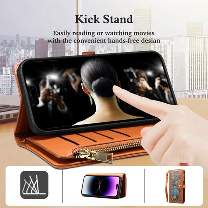 For Samsung Galaxy S24+ 5G ESEBLE Star Series Lanyard Zipper Wallet RFID Leather Case(Brown) - Galaxy S24+ 5G Cases by ESEBLE | Online Shopping UK | buy2fix