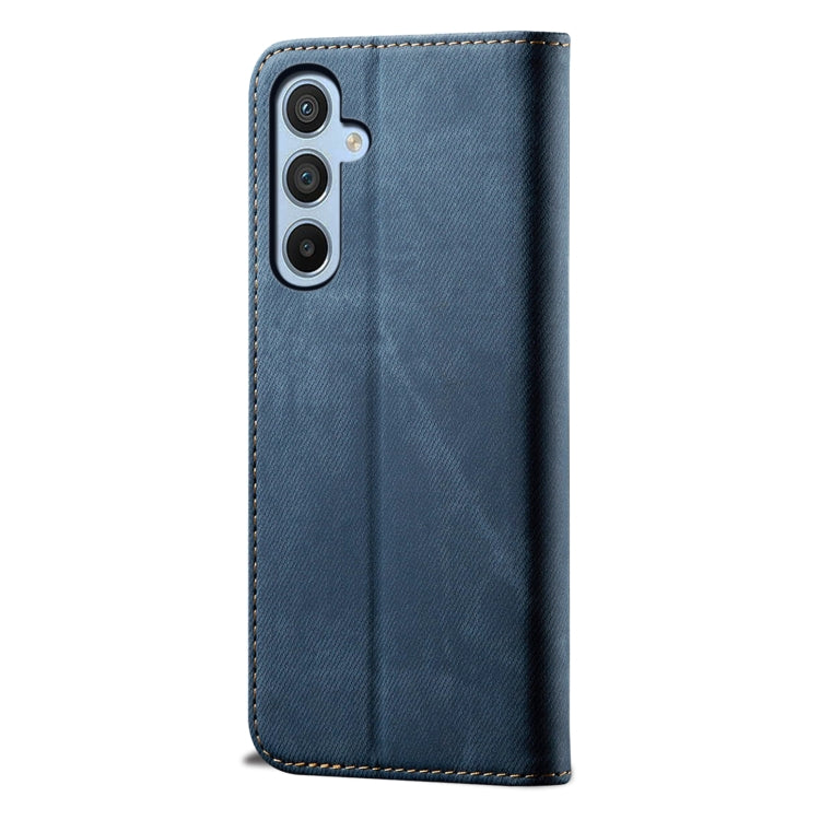 For Samsung Galaxy S25+ 5G Denim Texture Casual Style Horizontal Flip Leather Case(Blue) by buy2fix