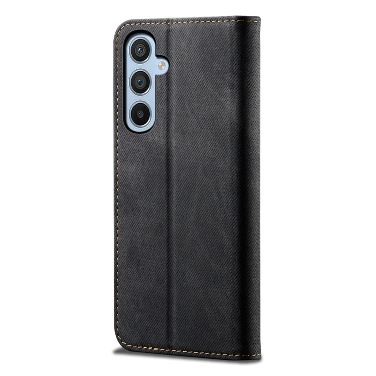 For Samsung Galaxy S25+ 5G Denim Texture Casual Style Horizontal Flip Leather Case(Black) by buy2fix