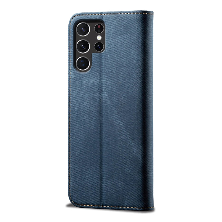 For Samsung Galaxy S25 Ultra 5G Denim Texture Casual Style Horizontal Flip Leather Case(Blue) by buy2fix