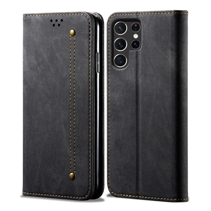 For Samsung Galaxy S25 Ultra 5G Denim Texture Casual Style Horizontal Flip Leather Case(Black) by buy2fix