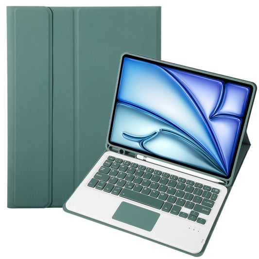 For iPad Air 11 2025 / 2024 / Air 5 10.9 / Air 4 A098B-A Detachable Ultra-Thin Bluetooth Touch Keyboard Leather Tablet Case with Pen Slot(Dark Green) - For iPad Air by buy2fix | Online Shopping UK | buy2fix