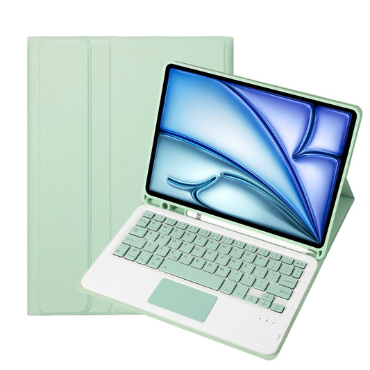 For iPad Air 11 2025 / 2024 / Air 5 10.9 / Air 4 A098B-A Detachable Ultra-Thin Bluetooth Touch Keyboard Leather Tablet Case with Pen Slot(Light Green) - For iPad Air by buy2fix | Online Shopping UK | buy2fix
