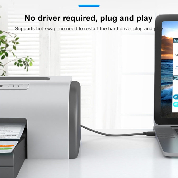 USB-C / Type-C3.1 to USB3.0 Male Square Port Printer Extension Data Cable, Length:1m(Black) by buy2fix