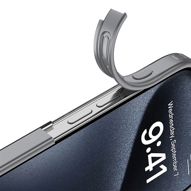 For iPhone 16 Armor Clear TPU Hard PC Phone Case(Grey) by buy2fix