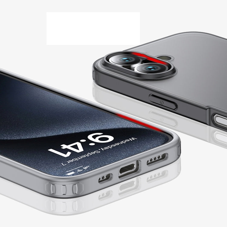 For iPhone 16 Armor Clear TPU Hard PC Phone Case(Grey) by buy2fix