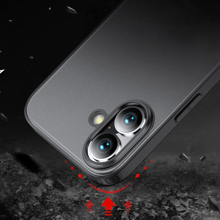 For iPhone 16 Armor Clear TPU Hard PC Phone Case(Grey) by buy2fix