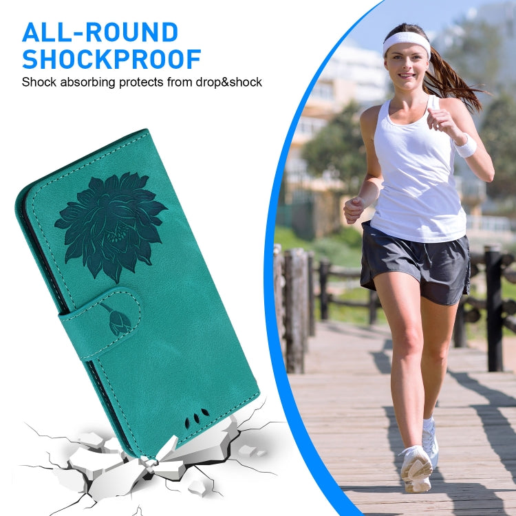 For Google Pixel 9 Pro Lotus Embossed Leather Phone Case(Green) by buy2fix