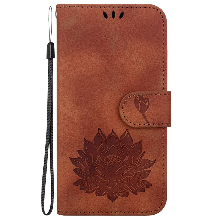For Google Pixel 9 Lotus Embossed Leather Phone Case(Brown) by buy2fix