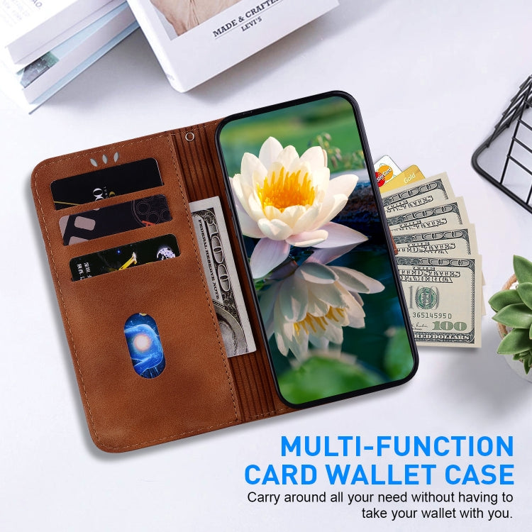 For Google Pixel 9 Lotus Embossed Leather Phone Case(Brown) by buy2fix