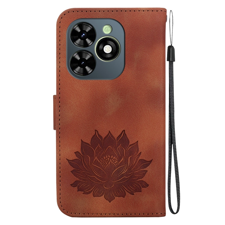 For Tecno Spark G0 2024 / Spark 20 Lotus Embossed Leather Phone Case(Brown) by buy2fix