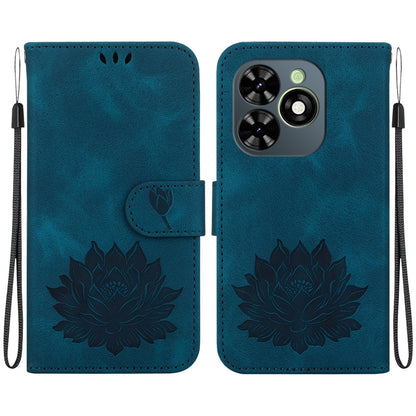 For Tecno Spark G0 2024 / Spark 20 Lotus Embossed Leather Phone Case(Dark Blue) by buy2fix