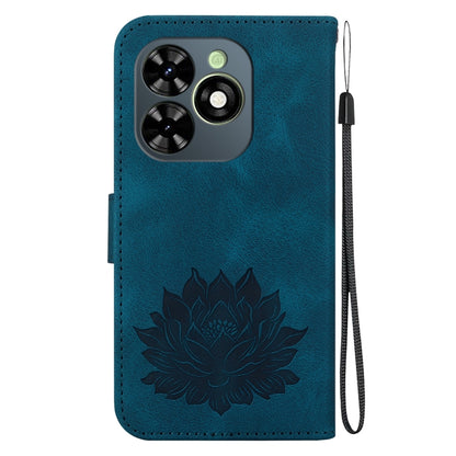 For Tecno Spark G0 2024 / Spark 20 Lotus Embossed Leather Phone Case(Dark Blue) by buy2fix
