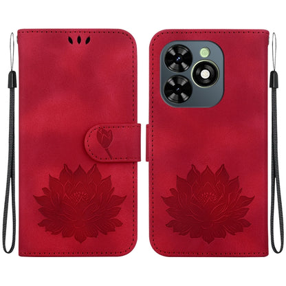 For Tecno Spark G0 2024 / Spark 20 Lotus Embossed Leather Phone Case(Red) by buy2fix