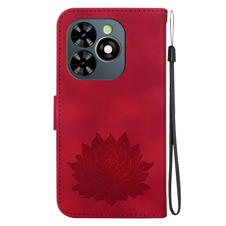 For Tecno Spark G0 2024 / Spark 20 Lotus Embossed Leather Phone Case(Red) by buy2fix