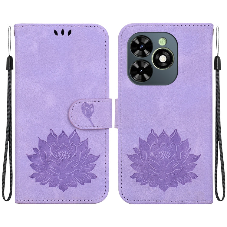 For Tecno Spark G0 2024 / Spark 20 Lotus Embossed Leather Phone Case(Purple) by buy2fix