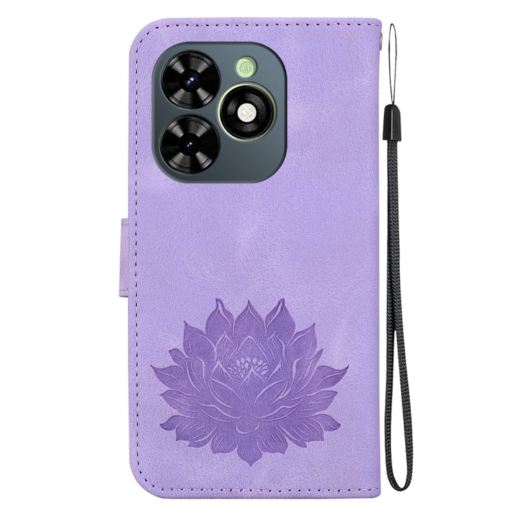For Tecno Spark G0 2024 / Spark 20 Lotus Embossed Leather Phone Case(Purple) by buy2fix