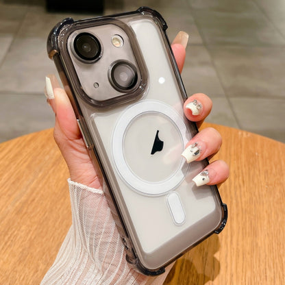 For iPhone 14 Clear Acrylic + TPU MagSafe Magnetic Phone Case(Transparent Black) by buy2fix