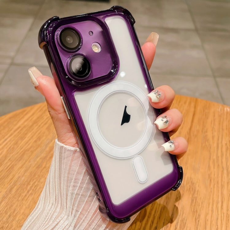 For iPhone 11 Clear Acrylic + TPU MagSafe Magnetic Phone Case(Purple) by buy2fix