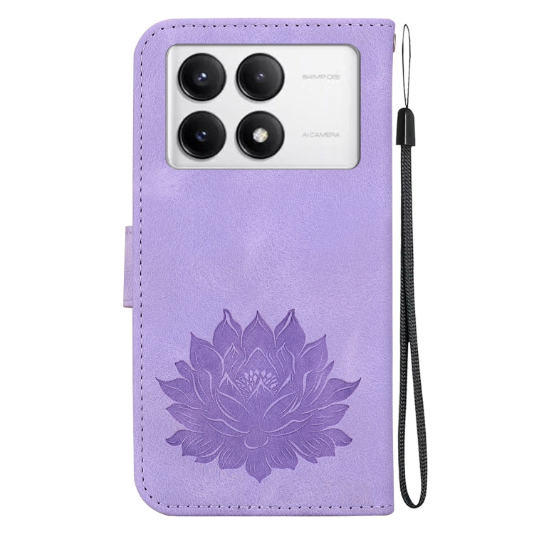 For Redmi K70 / K70 Pro Lotus Embossed Leather Phone Case(Purple) - Xiaomi Cases by buy2fix | Online Shopping UK | buy2fix