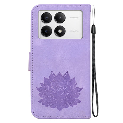 For Redmi K70 / K70 Pro Lotus Embossed Leather Phone Case(Purple) - Xiaomi Cases by buy2fix | Online Shopping UK | buy2fix