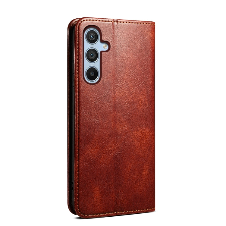 For Samsung Galaxy S25 5G Oil Wax Crazy Horse Texture Leather Phone Case(Brown) by buy2fix