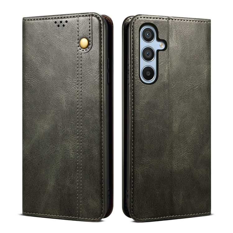 For Samsung Galaxy S25 5G Oil Wax Crazy Horse Texture Leather Phone Case(Green) by buy2fix