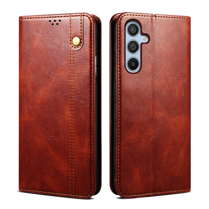 For Samsung Galaxy S25+ 5G Oil Wax Crazy Horse Texture Leather Phone Case(Brown) by buy2fix