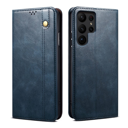 For Samsung Galaxy S25 Ultra 5G Oil Wax Crazy Horse Texture Leather Phone Case(Blue) by buy2fix
