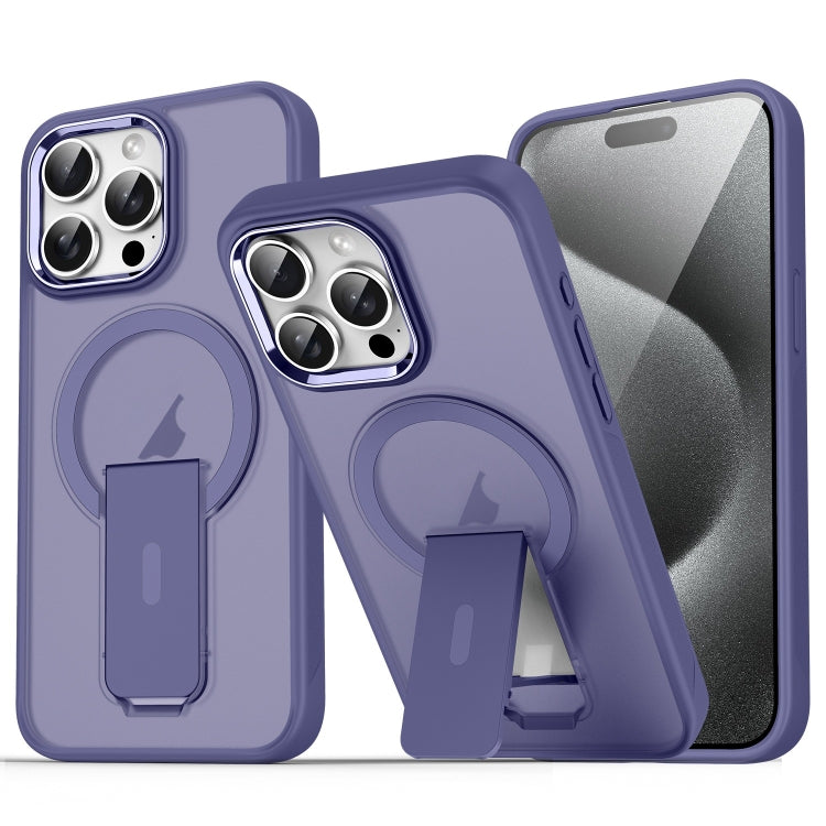For iPhone 15 Pro Max Acrylic Hybrid TPU MagSafe Holder Phone Case(Dark Night Purple) by buy2fix