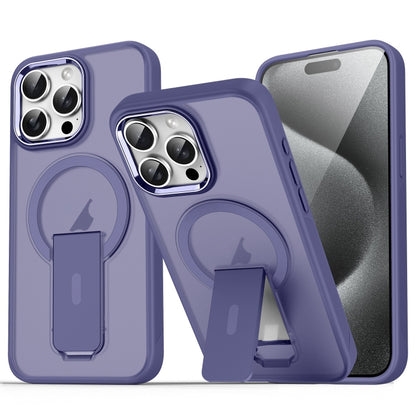 For iPhone 15 Pro Max Acrylic Hybrid TPU MagSafe Holder Phone Case(Dark Night Purple) by buy2fix