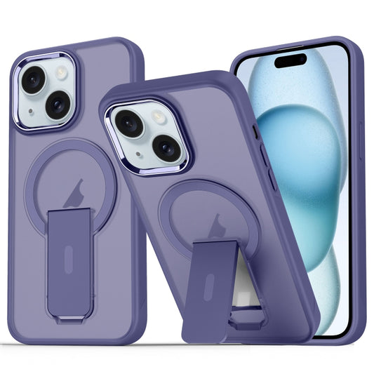 For iPhone 15 Plus / 14 Plus Acrylic Hybrid TPU MagSafe Holder Phone Case(Dark Night Purple) - iPhone 15 Plus Cases by buy2fix | Online Shopping UK | buy2fix
