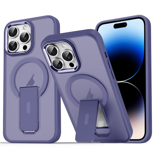 For iPhone 14 Pro Max Acrylic Hybrid TPU MagSafe Holder Phone Case(Dark Night Purple) - iPhone 14 Pro Max Cases by buy2fix | Online Shopping UK | buy2fix