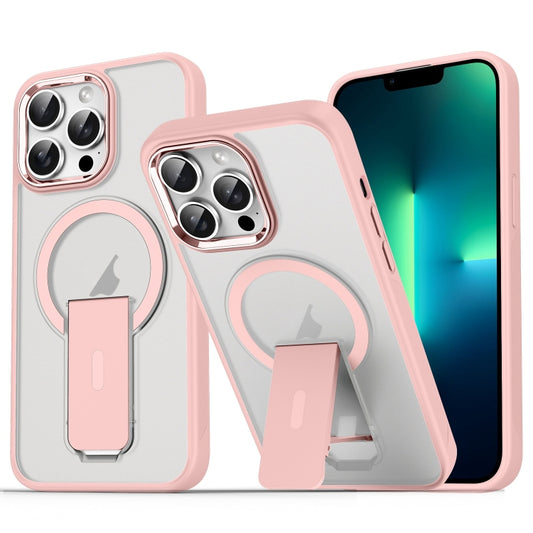 For iPhone 13 Pro Max Acrylic Hybrid TPU MagSafe Holder Phone Case(Pink) - iPhone 13 Pro Max Cases by buy2fix | Online Shopping UK | buy2fix