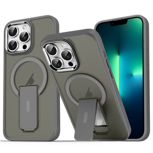 For iPhone 13 Pro Acrylic Hybrid TPU MagSafe Holder Phone Case(Titanium Grey) - iPhone 13 Pro Cases by buy2fix | Online Shopping UK | buy2fix