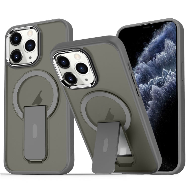For iPhone 11 Pro Acrylic Hybrid TPU MagSafe Holder Phone Case(Titanium Grey) by buy2fix