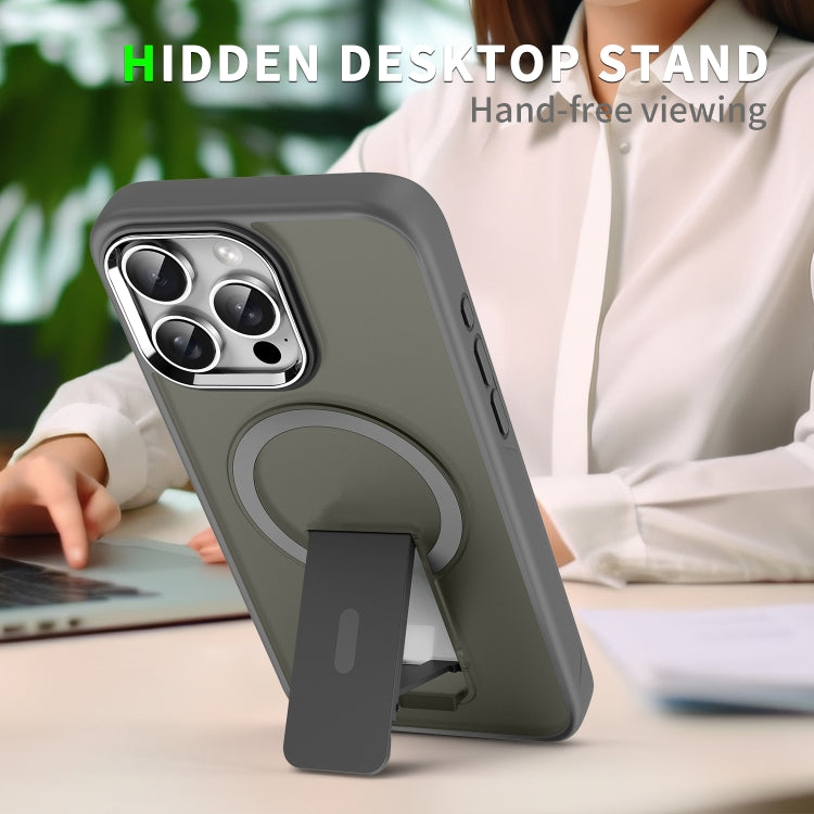 For iPhone 11 Pro Acrylic Hybrid TPU MagSafe Holder Phone Case(Titanium Grey) by buy2fix