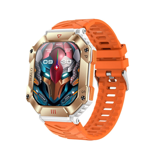 KR80 2.0 inch BT5.1 IP67 Sport Smart Watch, Support Bluetooth Call / Sleep / Blood Oxygen / Heart Rate / Blood Pressure Health Monitor(White+Orange) by buy2fix
