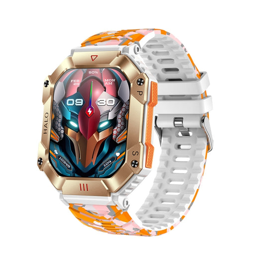 KR80 2.0 inch BT5.1 IP67 Sport Smart Watch, Support Bluetooth Call / Sleep / Blood Oxygen / Heart Rate / Blood Pressure Health Monitor(White+Camouflage) by buy2fix