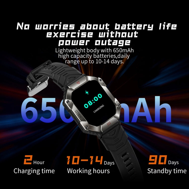 KR80 2.0 inch BT5.1 IP67 Sport Smart Watch, Support Bluetooth Call / Sleep / Blood Oxygen / Heart Rate / Blood Pressure Health Monitor(Black+Orange) by buy2fix