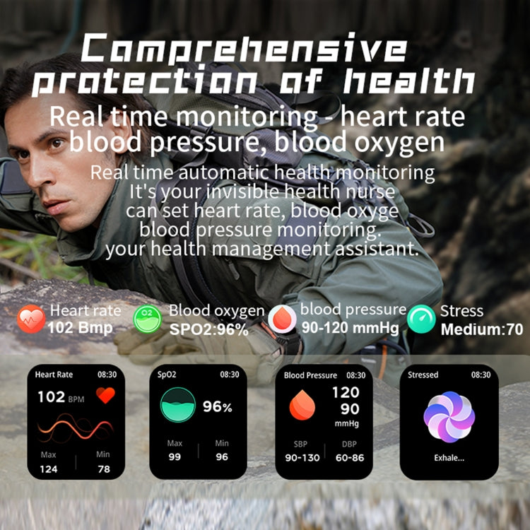 KR80 2.0 inch BT5.1 IP67 Sport Smart Watch, Support Bluetooth Call / Sleep / Blood Oxygen / Heart Rate / Blood Pressure Health Monitor(Black+Orange) by buy2fix