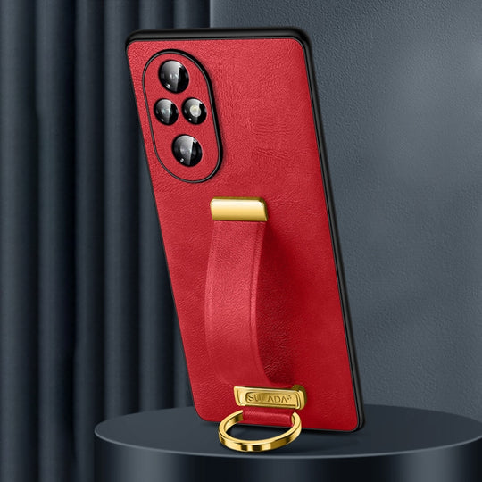 For Honor 200 SULADA PC Hybrid Leather Texture Skin Feel Shockproof Phone Case(Red)