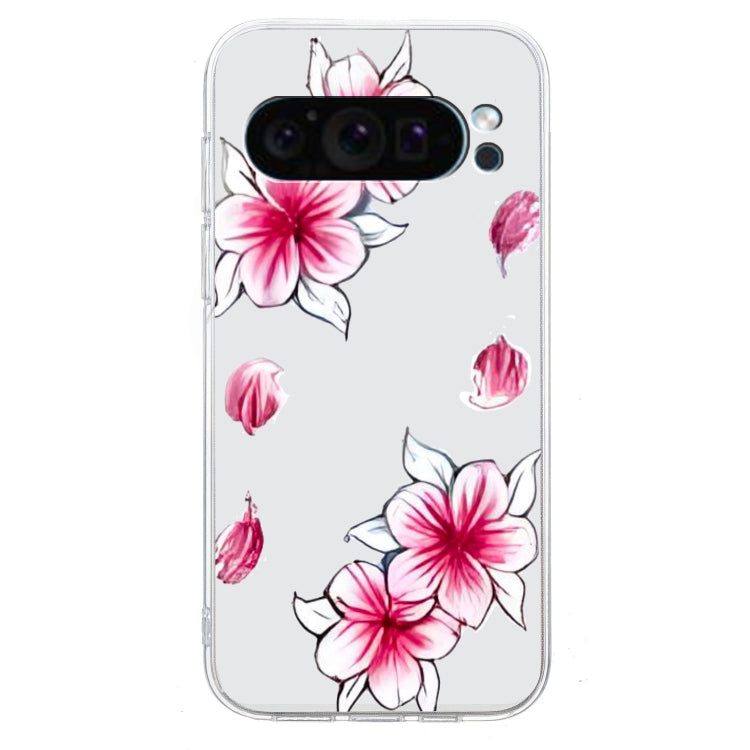 For Google Pixel 9 Colored Drawing Pattern Transparent TPU Phone Case(Sakura) by buy2fix