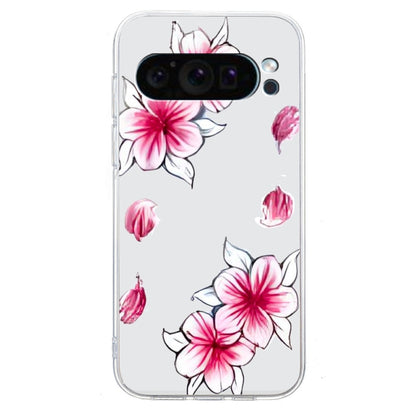 For Google Pixel 9 Colored Drawing Pattern Transparent TPU Phone Case(Sakura) by buy2fix