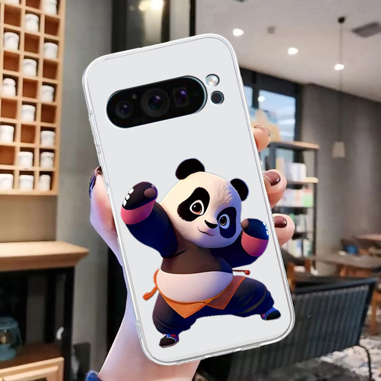 For Google Pixel 9 Colored Drawing Pattern Transparent TPU Phone Case(Panda) by buy2fix