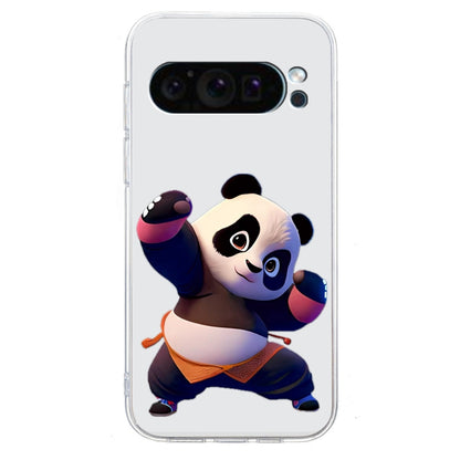 For Google Pixel 9 Colored Drawing Pattern Transparent TPU Phone Case(Panda) by buy2fix